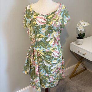 Talbots Size 2X Tie Detail Knit Shift Dress - Tropical Paradise